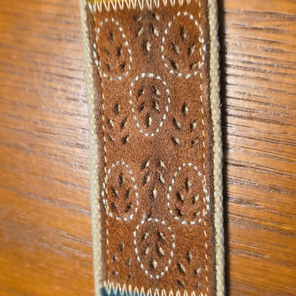 Fossil Vintage Patchwork Suede Boho Belt with Silver Buckle 32" - 36" Waist - Picture 16 of 16